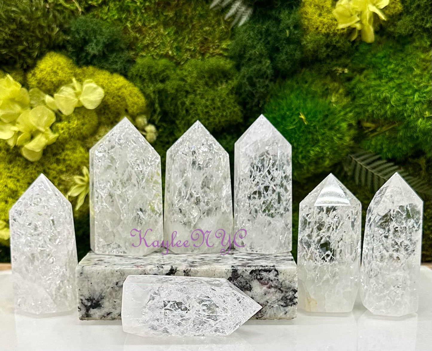 Wholesale Lot 2 Lb Fire & Ice Quartz Obelisk Tower Point Crystal Energy