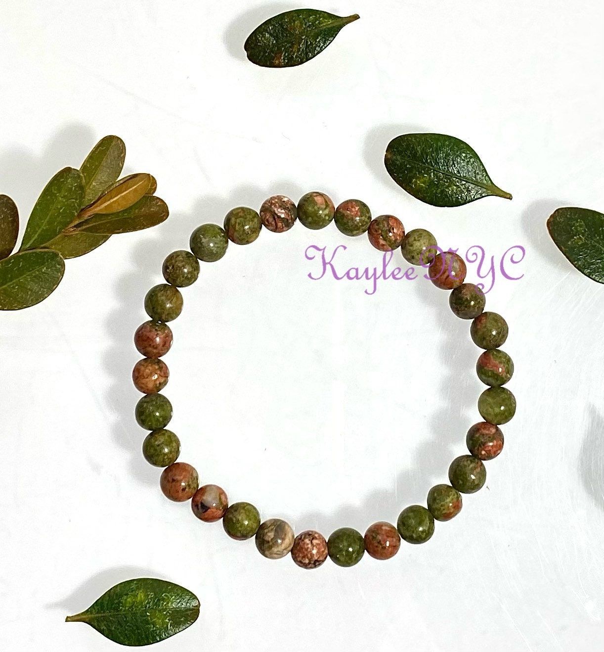 Wholesale 6 Pcs Natural Unakite 6mm 7.5” Crystal Healing Stretch Bracelet