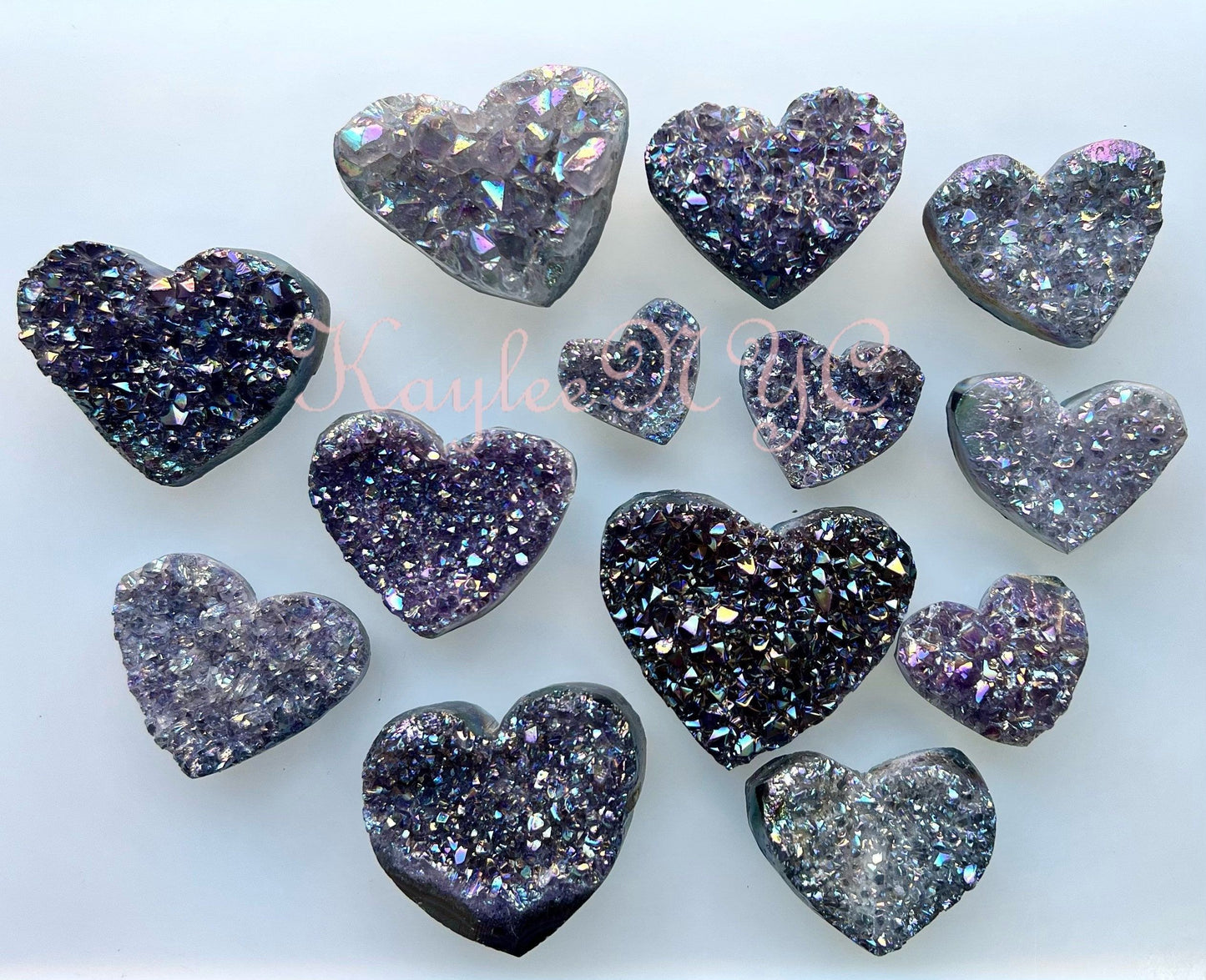 Wholesale Lot 1 lb Aura Amethyst Cluster Heart Crystal Nice Quality healing energy