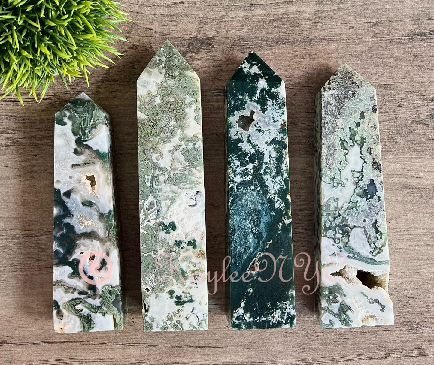 Wholesale Lot 3-4 pcs large Natural Moss Agate obelisk Tower Point Crystal Healing Energy 5.9 to 6 lbs