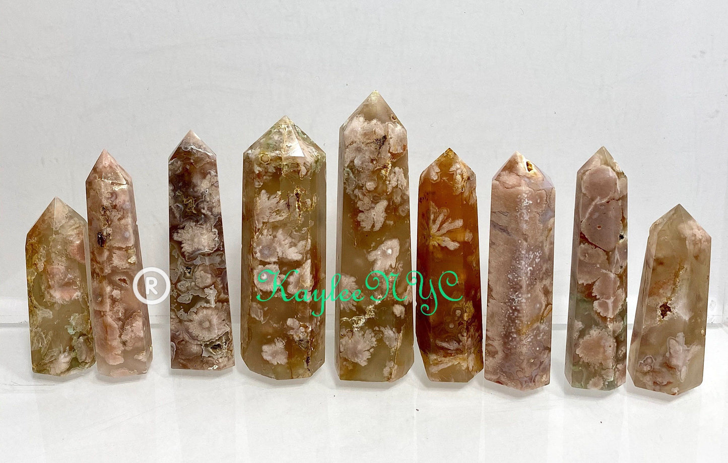 Wholesale Lot 1 Lb Natural Flower Agate Obelisk Point Crystal Healing Energy