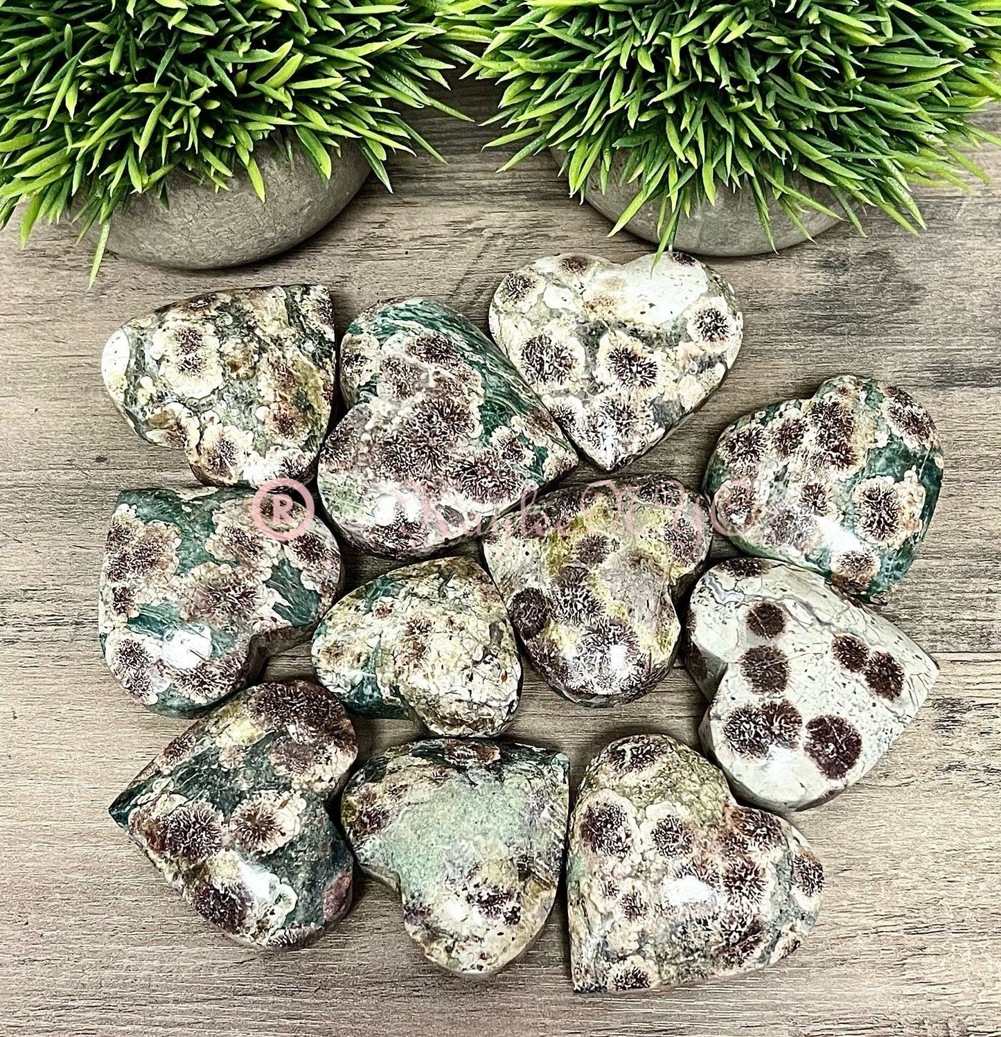 Wholesale Lot 2 lb Natural Green Flower Jasper Crystal Heart Healing Energy