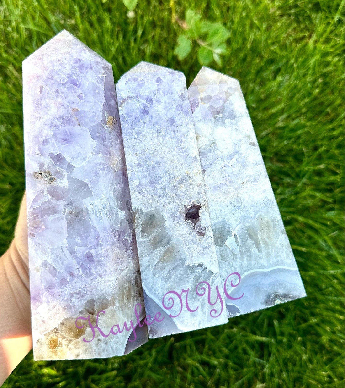 Wholesale Lot 2-3 pcs large Natural Pink Purple Amethyst obelisk Tower Point Crystal Healing Energy 4.8-5lbs