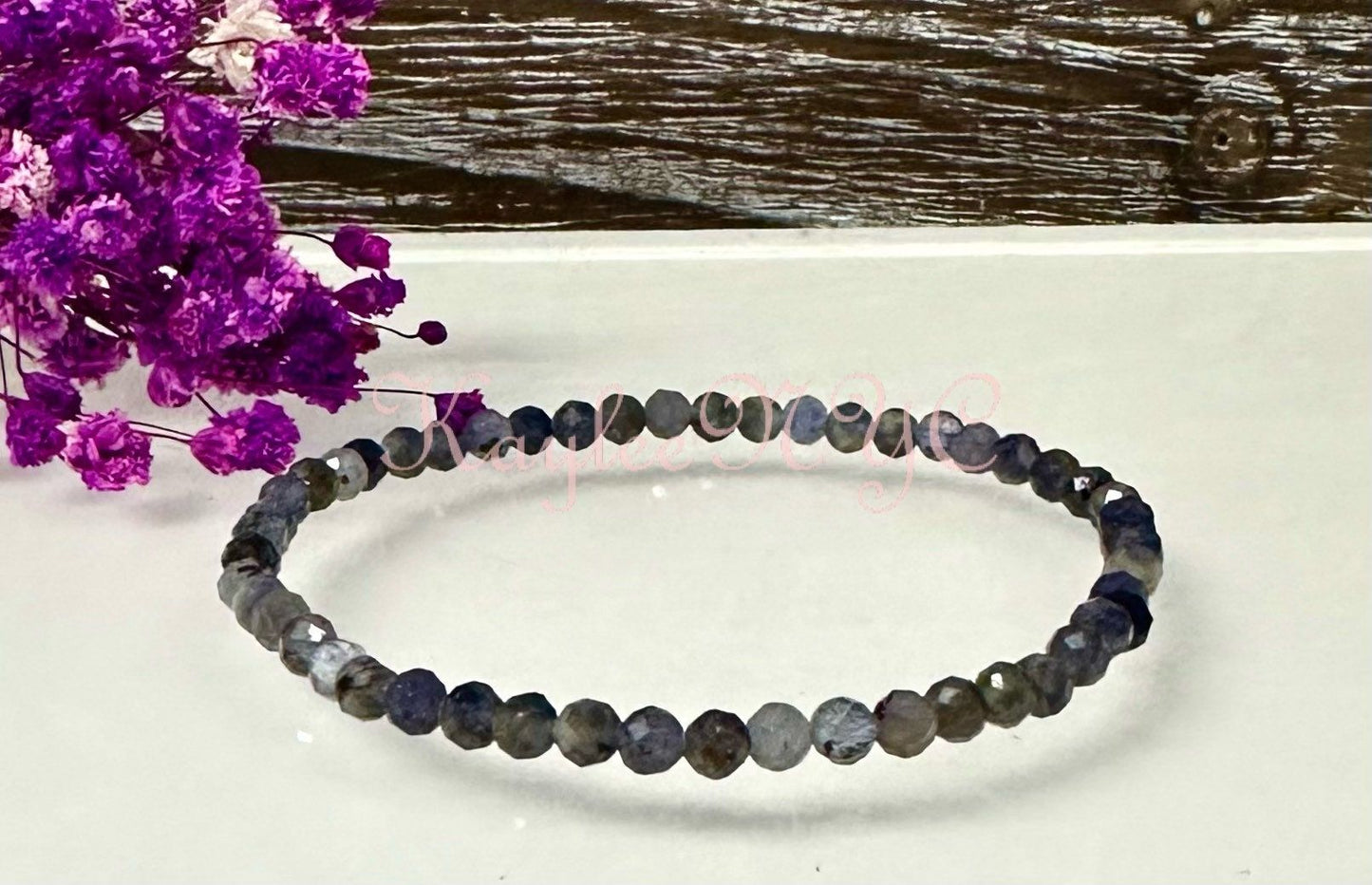 Wholesale Lot 6 Pcs Natural Iolite Faceted 4mm 7.5” Crystal Healing Stretch Bracelet