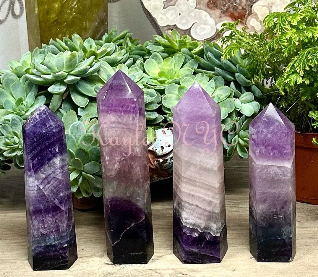 Wholesale Lot 4-5pcs Natural Fluorite obelisk Tower Point Crystal Healing Energy 3.8 to 4 lbs