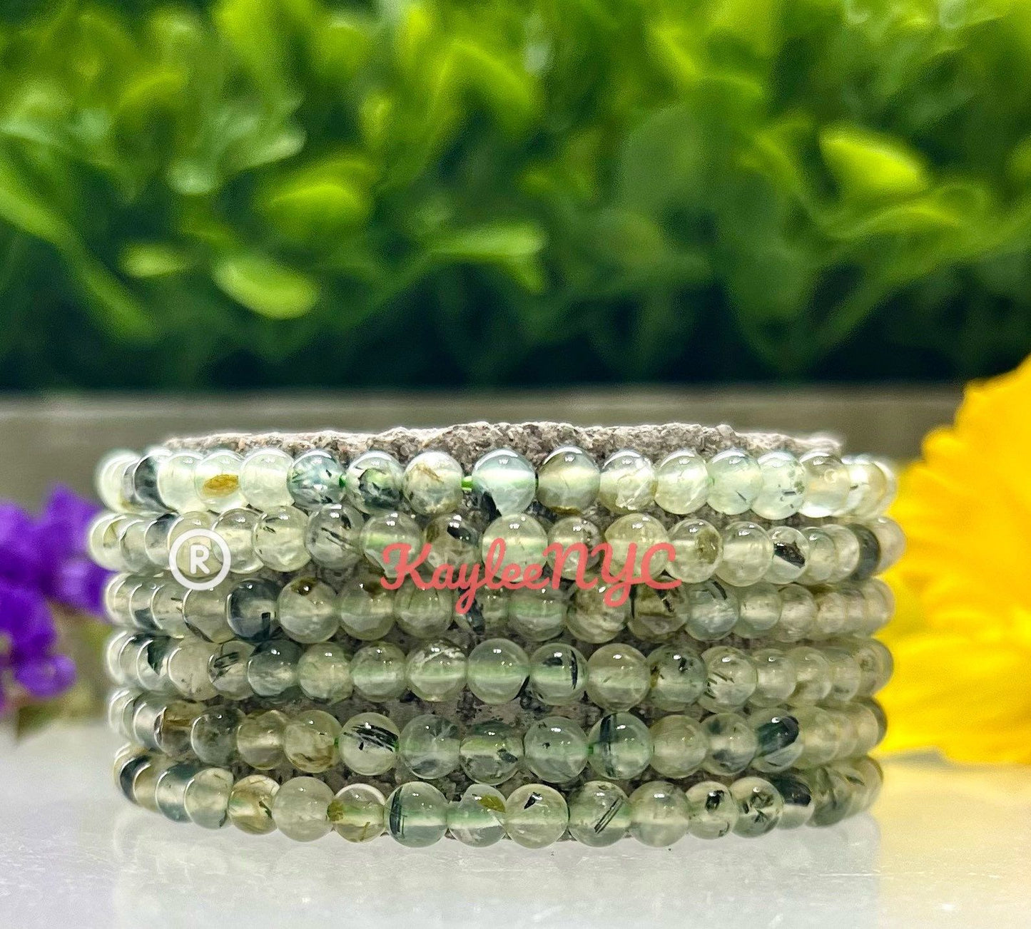 Wholesale Lot 6 Pcs Natural Prehnite 4mm 7.5” Crystal Healing Stretch Bracelet