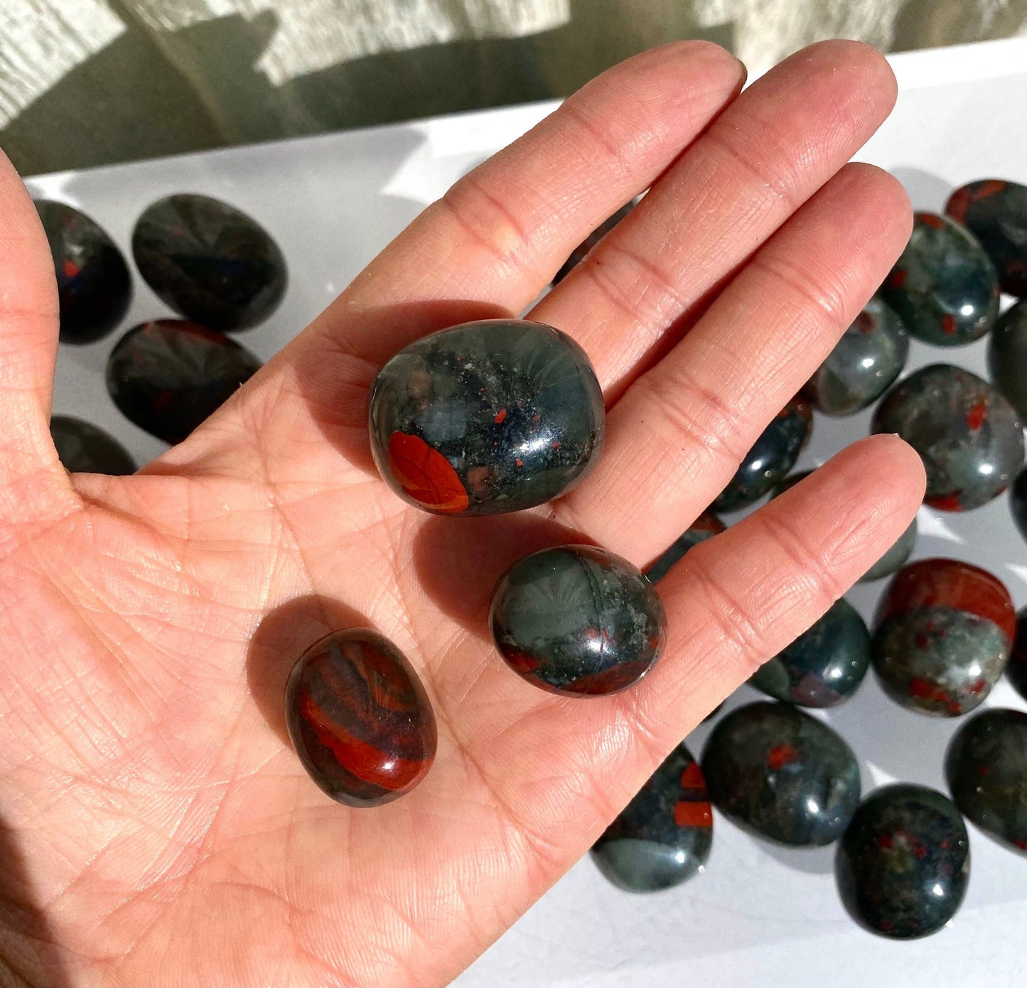 Wholesale Lot 2 Lbs Natural Blood Stone Tumble Healing Energy Nice Quality