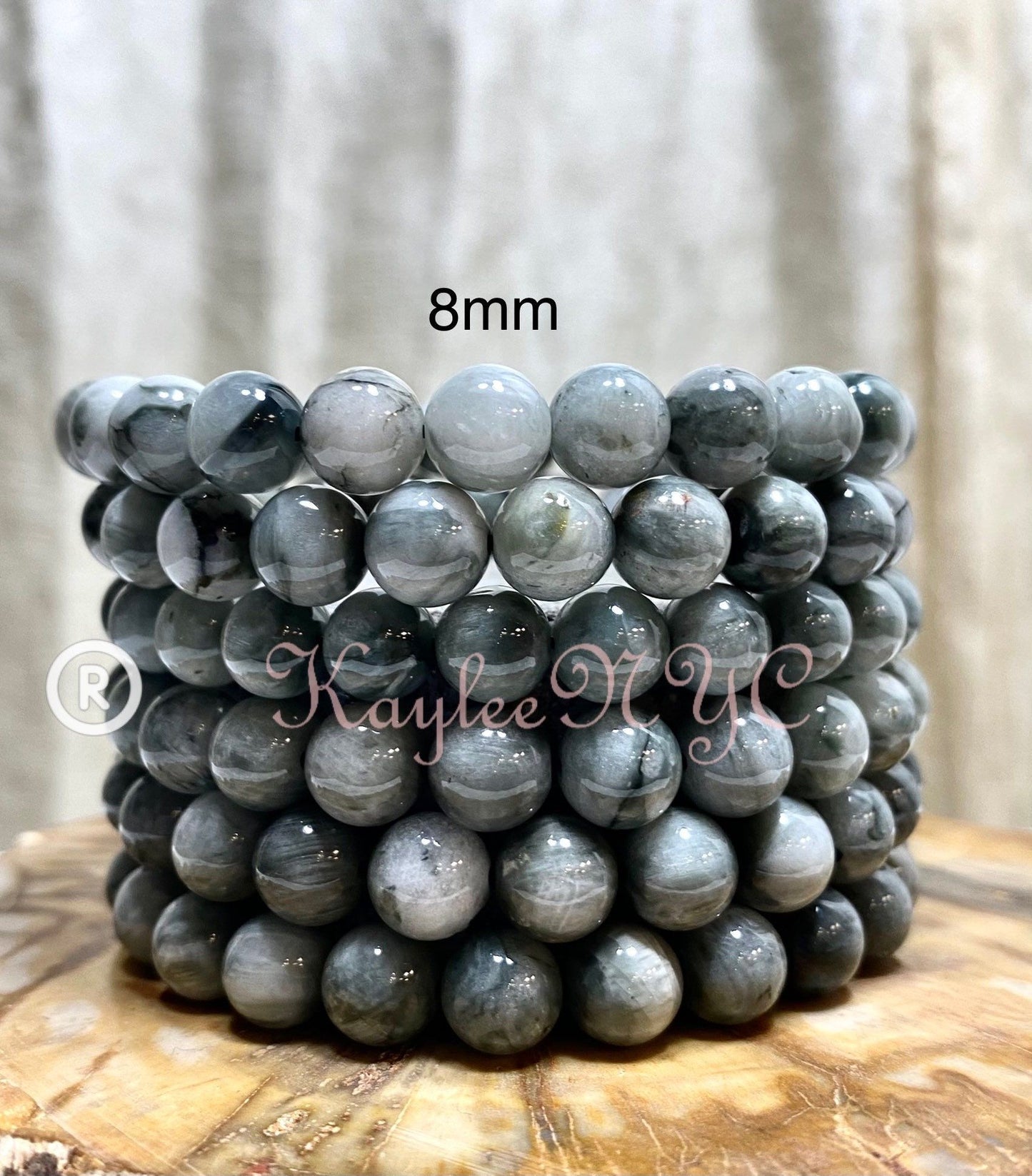 Wholesale Lot 6 Pcs Natural Eagle Eye 8mm 7.5” Crystal Healing Stretch Bracelet