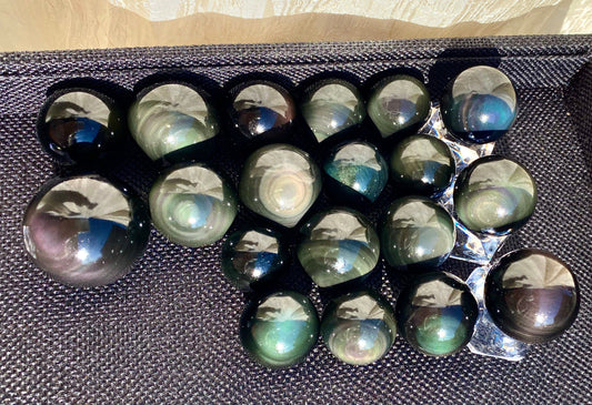 Wholesale Lot 1 Lb Natural Rainbow Obsidian Sphere Crystal Ball Energy Healing