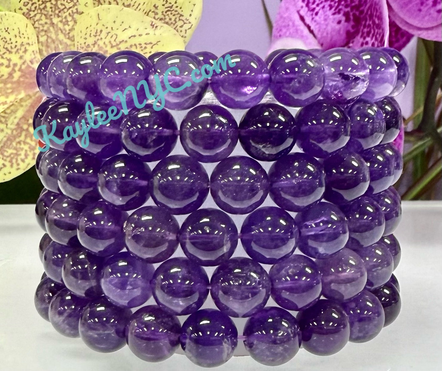 Wholesale 6 Pcs Natural Amethyst 10mm 8” Crystal Healing Stretch Bracelet