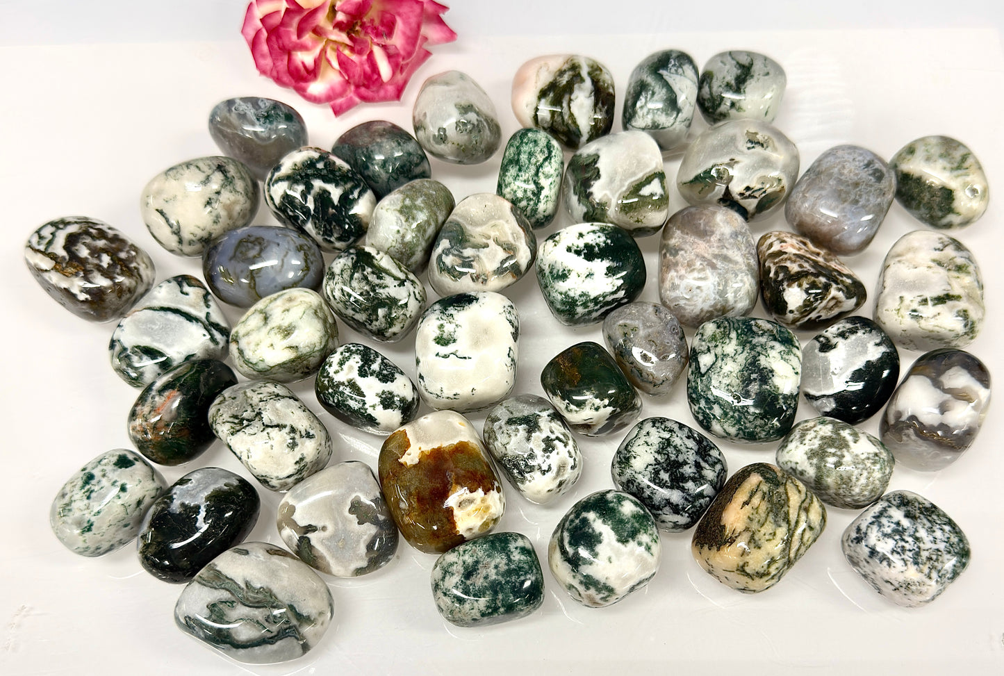 Wholesale Lot 2 lbs Natural Moss Agate Tumble Crystal Healing Energy
