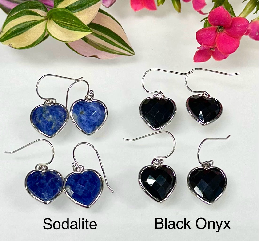 Wholesale Lot 10 Pairs Natural Crystal Heart Sterling Silver(925) Dangling Earring