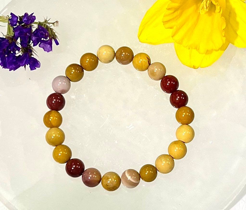 Wholesale Lot 6 Pcs Natural Mookaite Jasper 8mm 7.5” Crystal Healing Stretch Bracelet