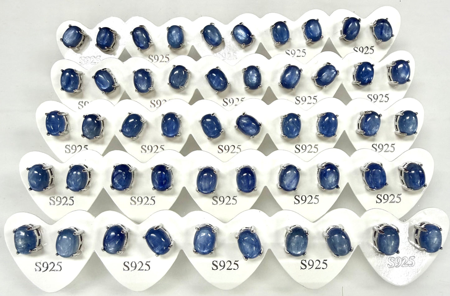 Wholesale Lot 5 Pairs Natural Blue Kyanite Sterling Silver(925) Earring Studs 6x8mm