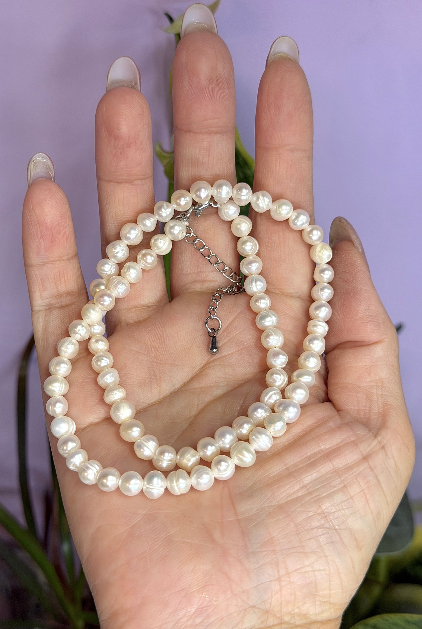 6 PCs 6 pcs ~6.5mm Natural Freshwater Pearl Necklace Healing Energy