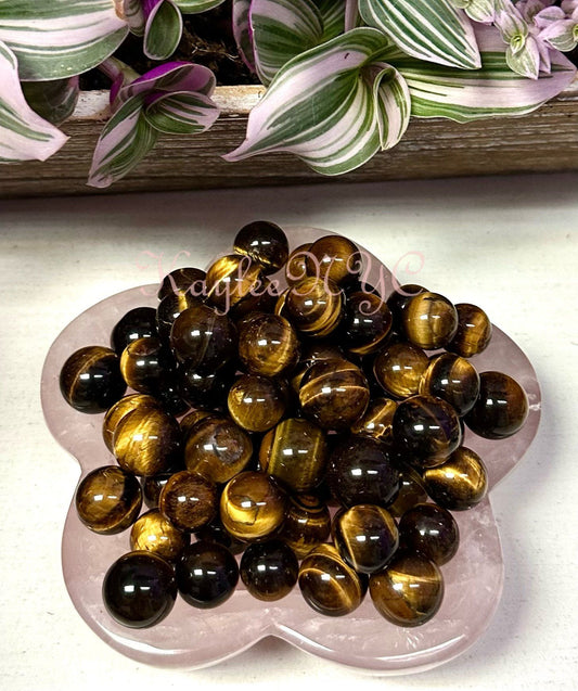 Wholesale Lot 1 Lb mini Natural Tiger Eye Spheres Crystal Ball Energy Healing