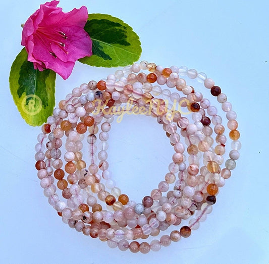 Wholesale Lot 6 Pcs Natural Flower Agate 4mm 7.5” Crystal Healing Stretch Bracelet