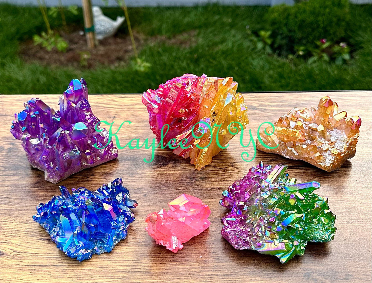 Wholesale Lot 6-7 PCs Mix Aura Lemurian Quartz Cluster Crystal Energy Healing