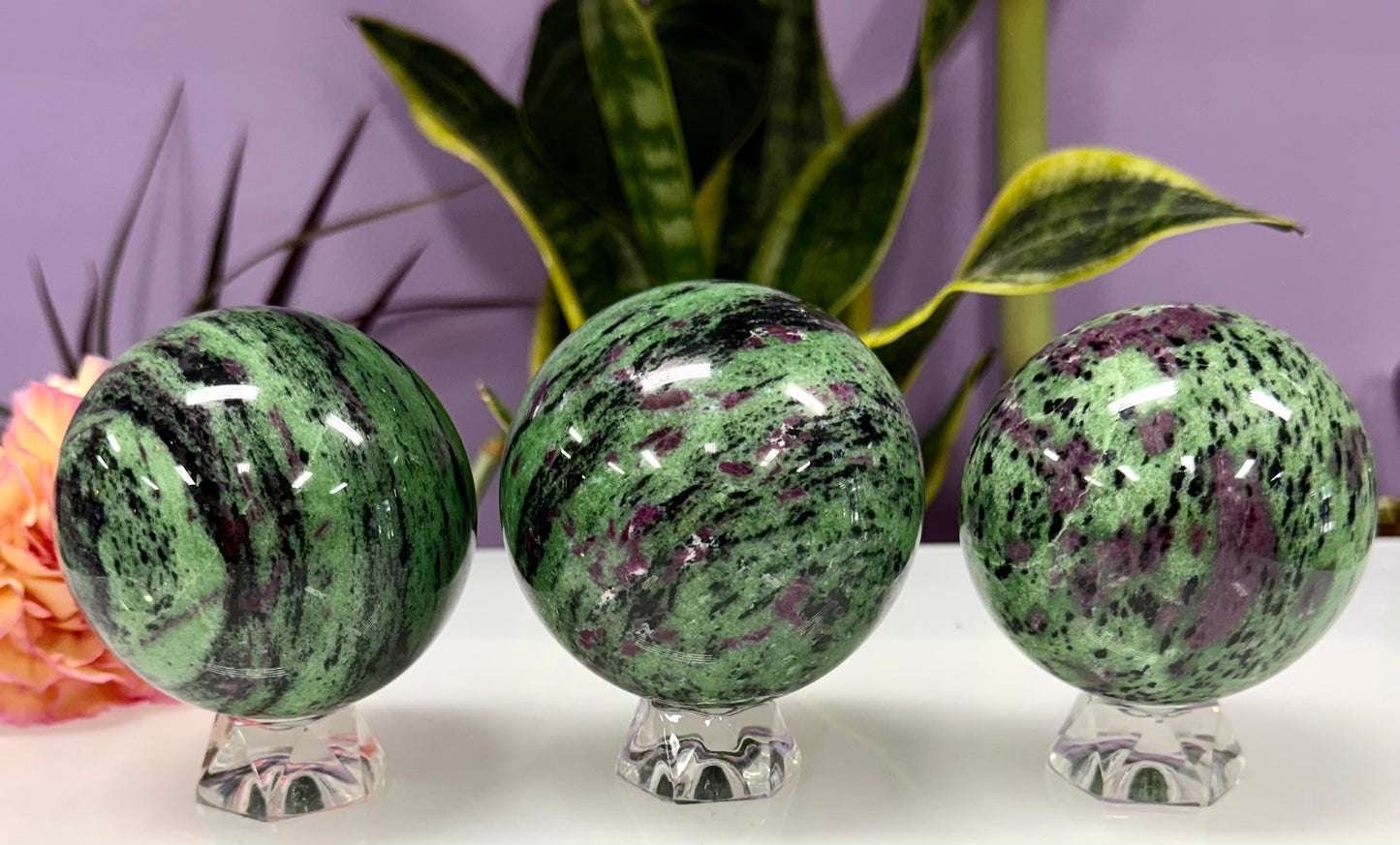 3-4 PCs Natural Ruby Zoisite Sphere Crystals Healing Energy