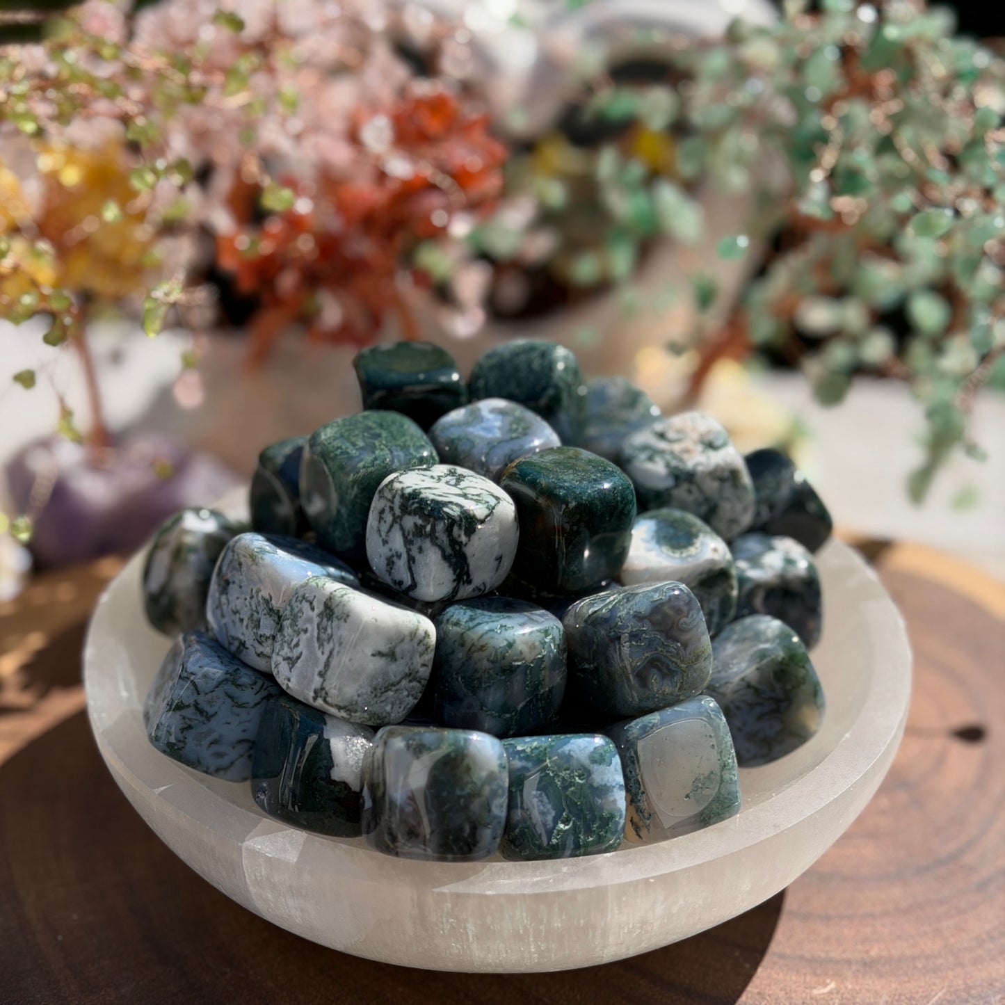 2 lbs Natural Moss Agate Cube Crystal Healing Energy