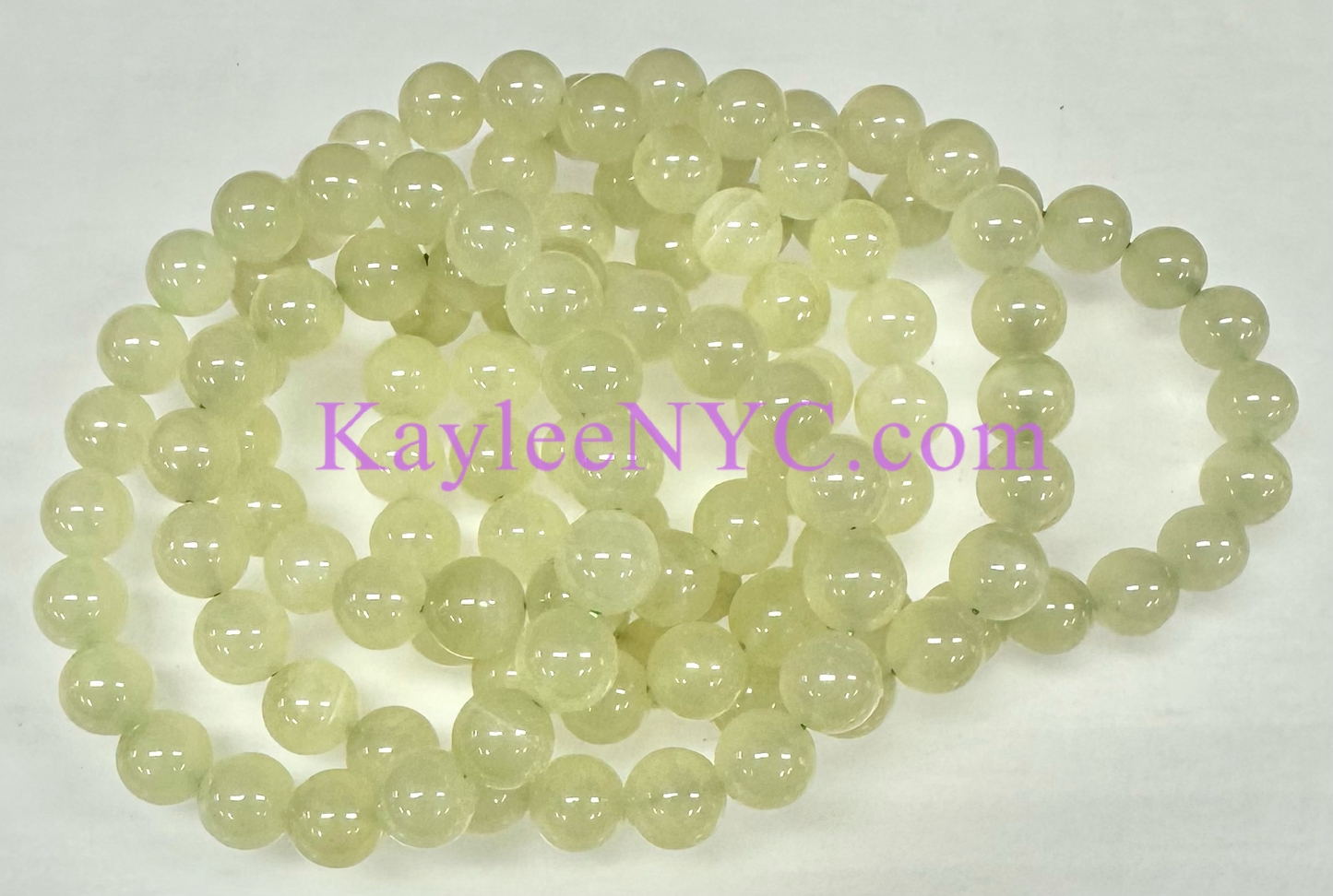 6 PCs 10mm Natural Green Onyx Stretch Bracelet 8”