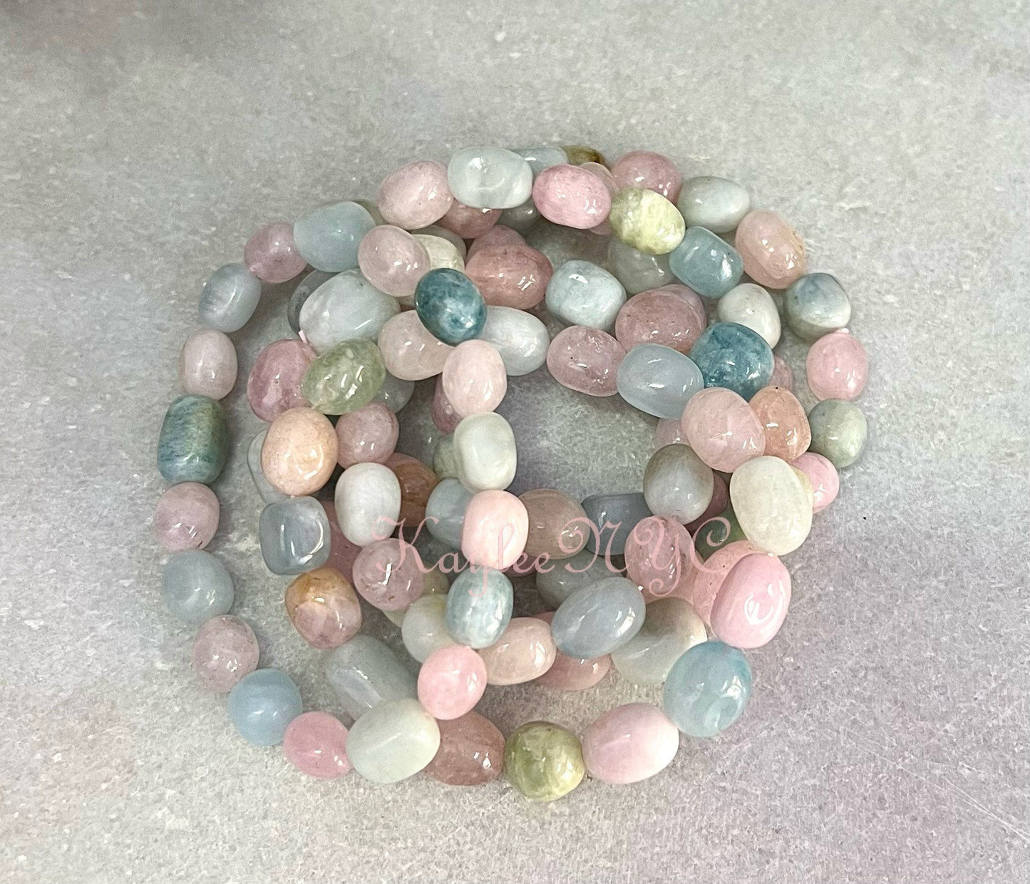 Wholesale 6 Pcs ~10mm 7.5” Natural Morganite tumble Stretch Bracelet Crystal Healing Energy