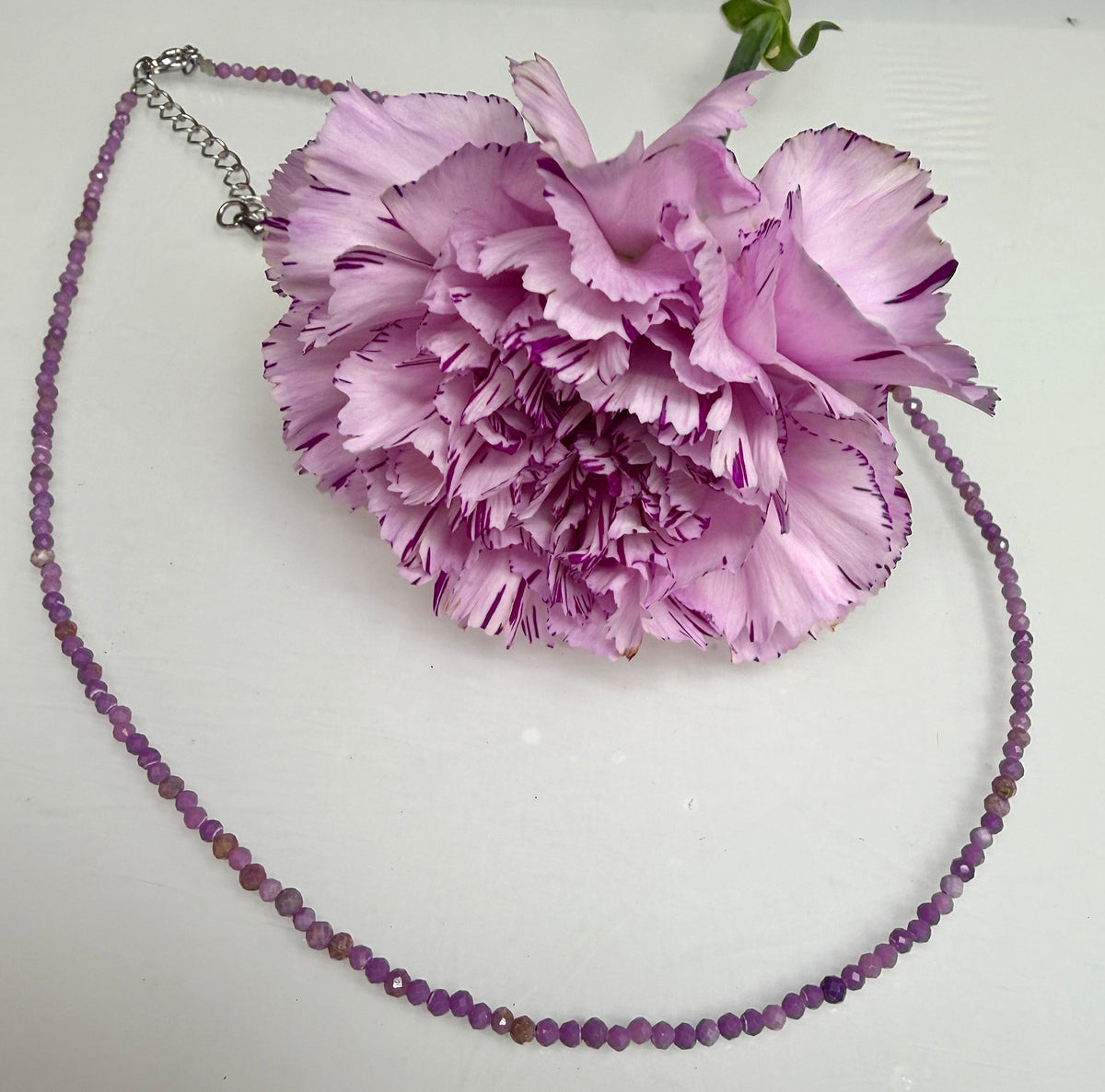 Wholesale 6 PCs 2mm Faceted Phosphosiderite Necklaces with Stainless Steel Findings