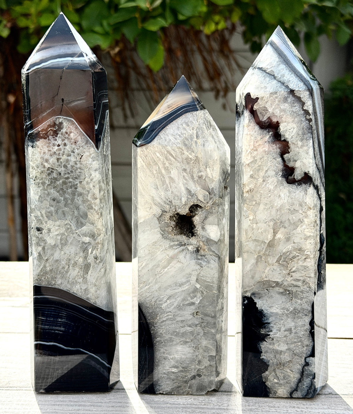 2-4 pcs Natural Black Onyx large Tower Obelisk
