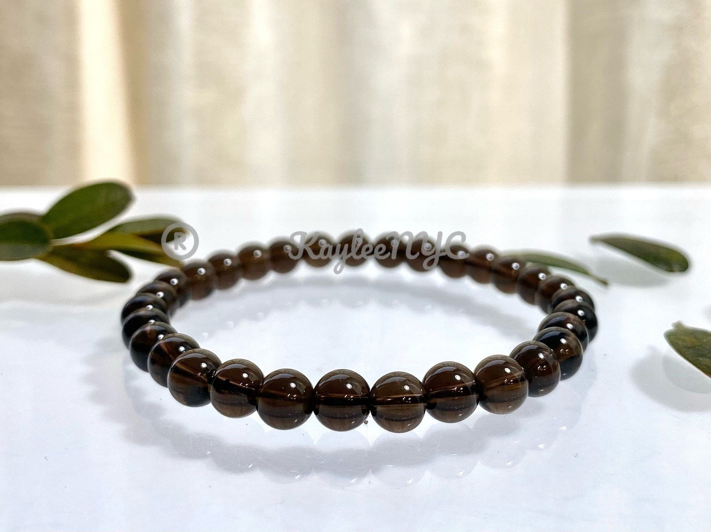 Wholesale 6 Pcs Natural Smoky Quartz 6mm 7.5” Crystal Healing Stretch Bracelet