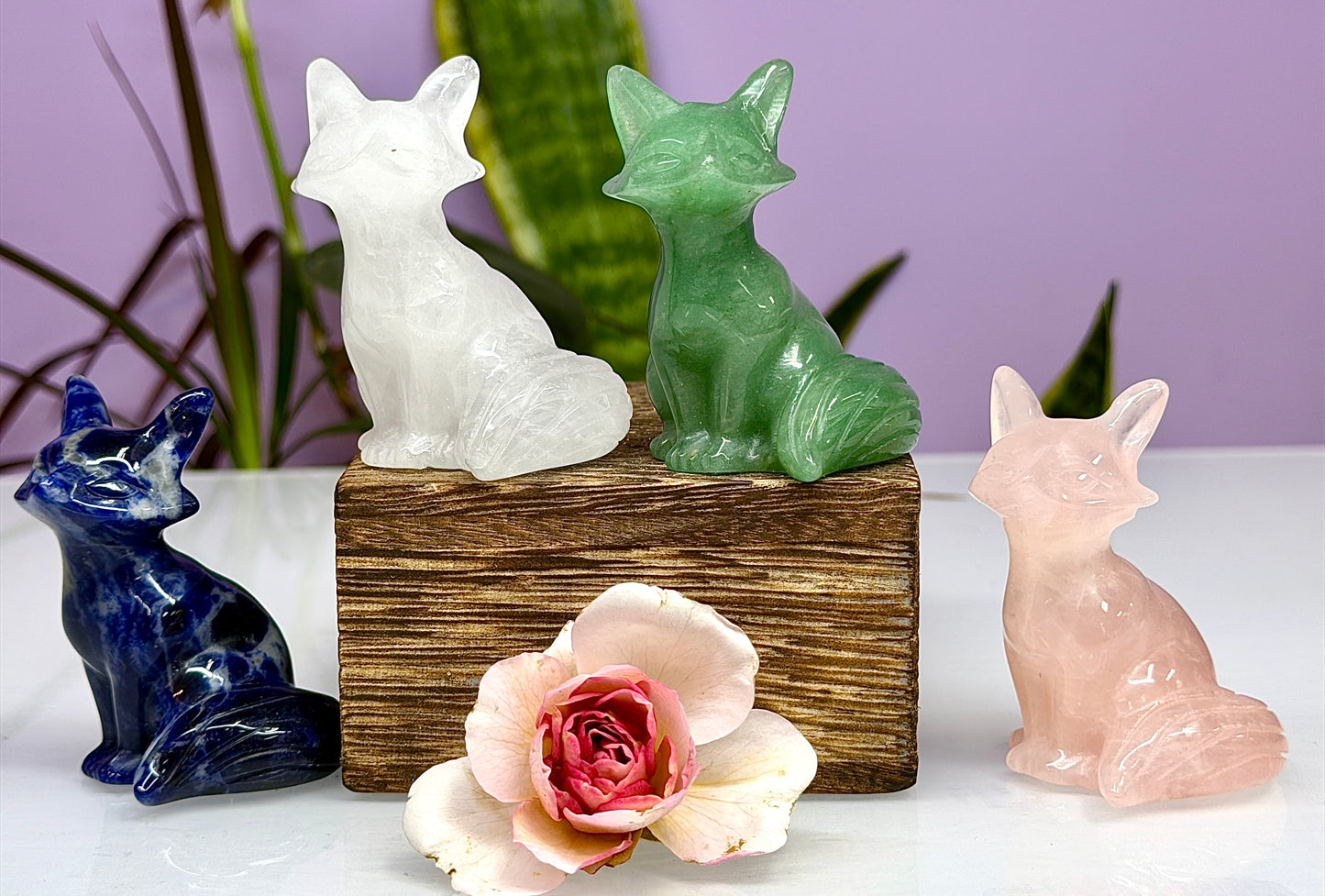 4 pcs Mix Natural Crystal Fox Healing Energy