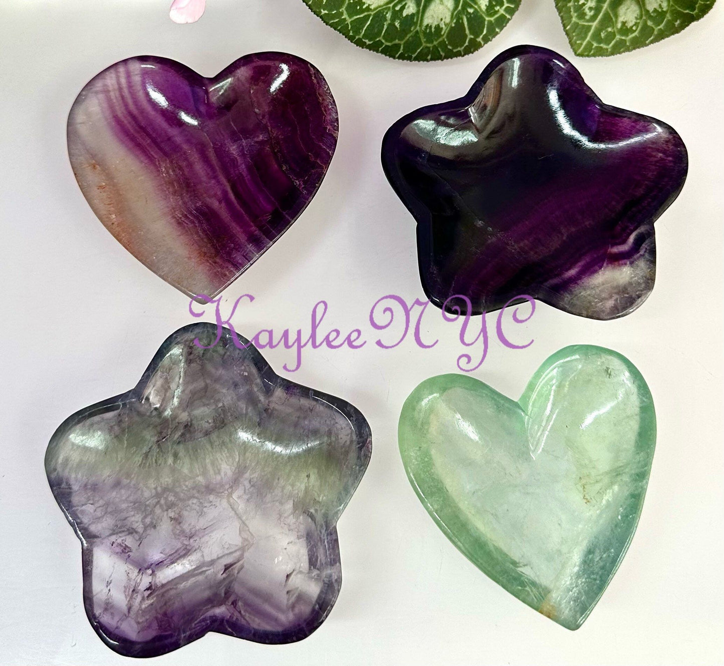 Wholesale Lot 4 pcs Natural Fluorite mixed Bowls Crystal Healing Energy .9-1lb