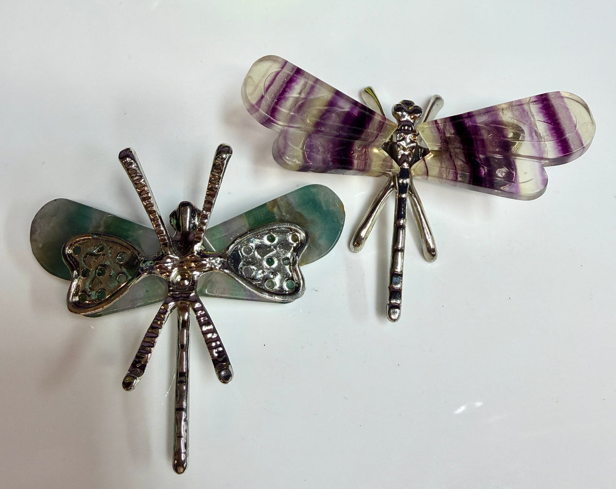 Wholesale Lot 6 PCs Natural Fluorite Crystal Butterfly w/stand Healing Energy
