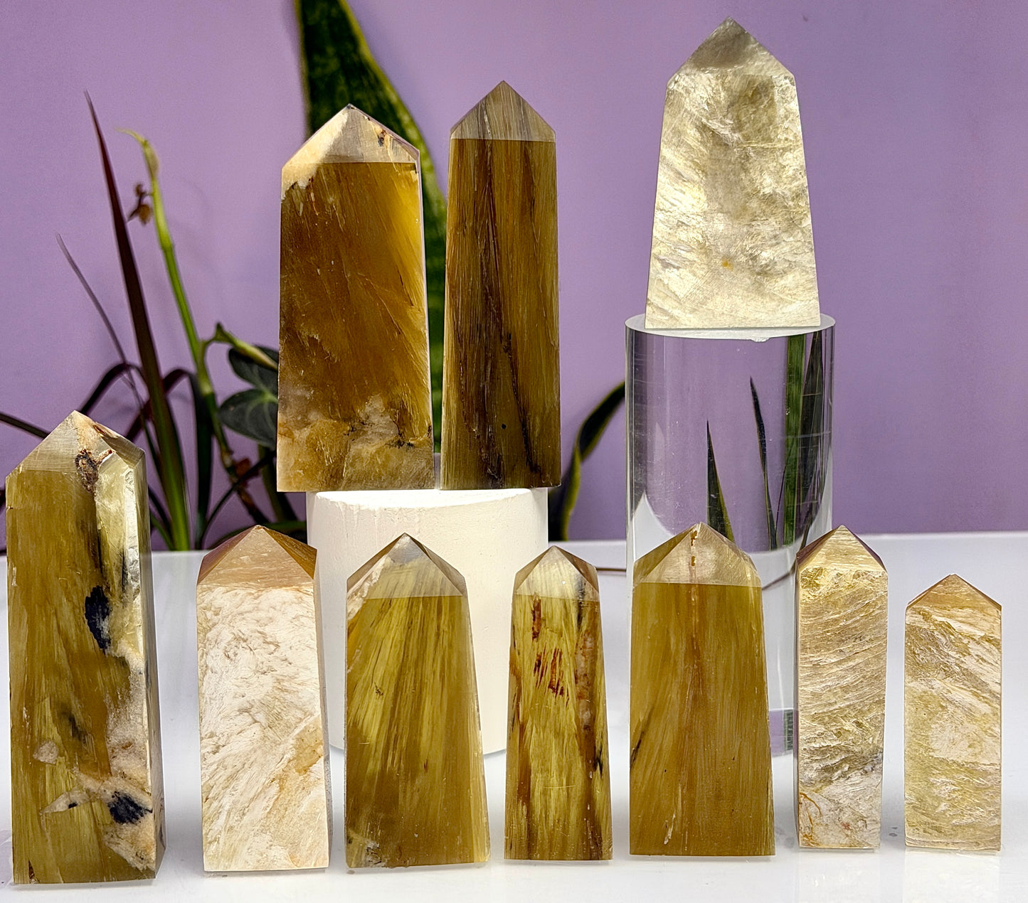 Wholesale Lot 2 lbs Natural Lepidolite Golden Mica Obelisk Tower Point Crystal Energy