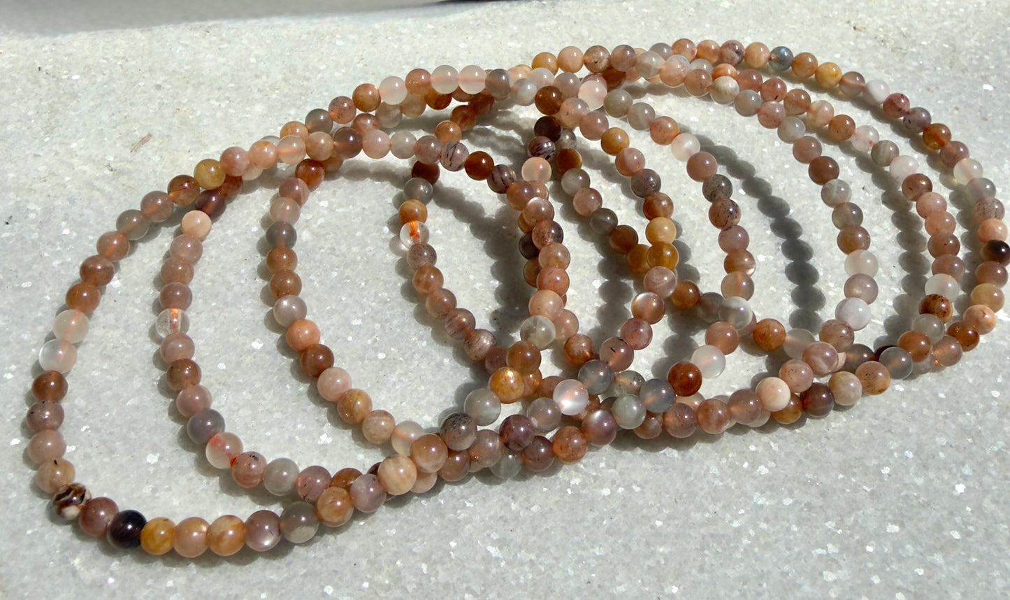 Wholesale Lot 6 Pcs Natural Black Moonstone 4mm 7.5” Crystal Healing Stretch Bracelet
