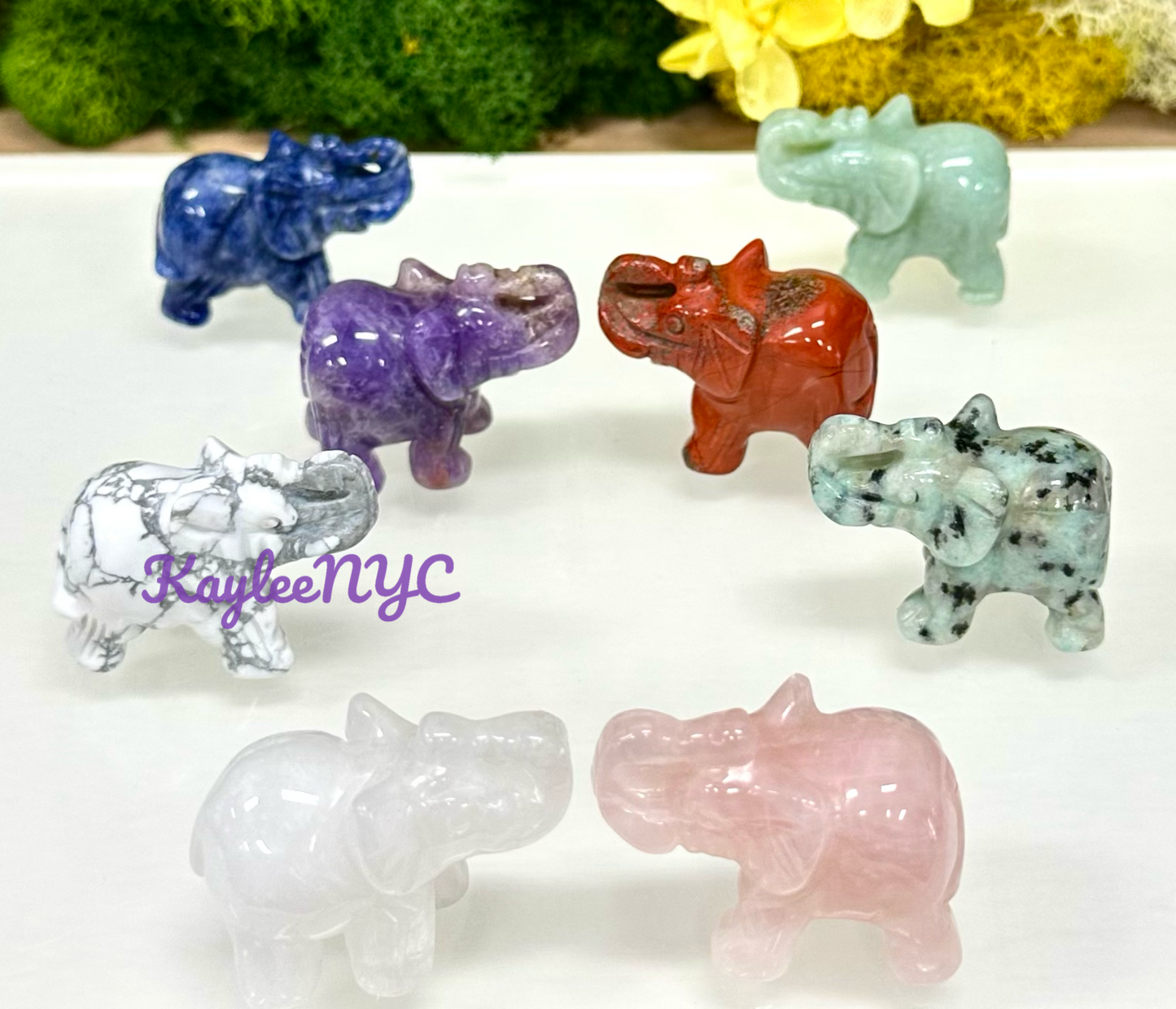 8 PCs 1.5” Mix Natural Crystal Elephant