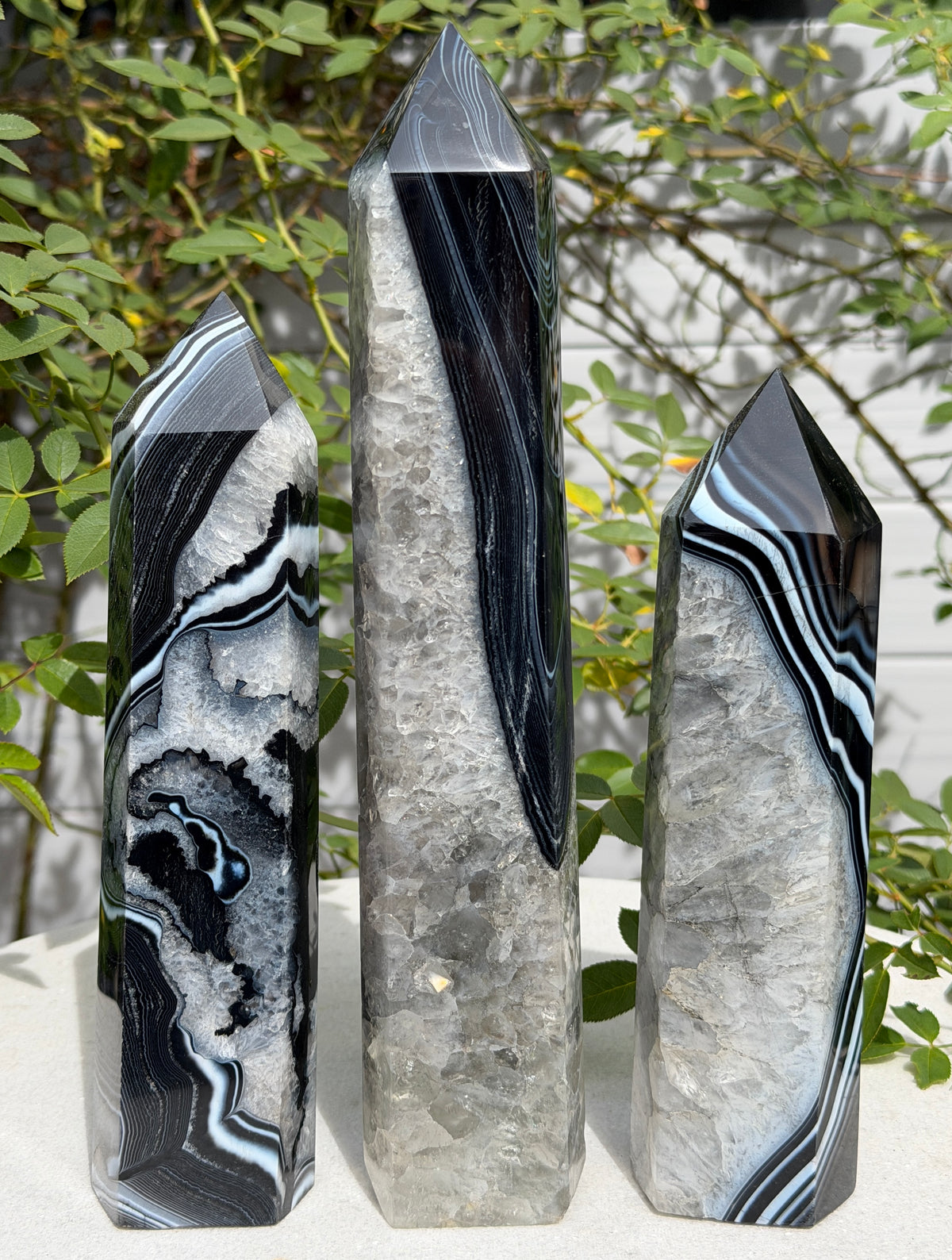 2-4 pcs Natural Black Onyx large Tower Obelisk