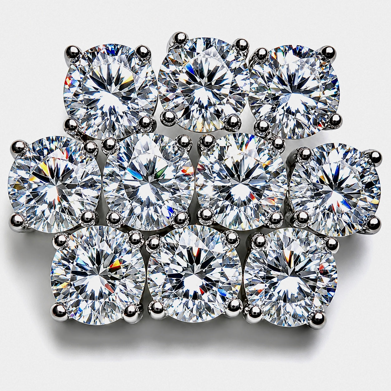 Wholesale Lot 5 Pairs Natural Moissanite Sterling Silver(925) Earring Studs 7.5mm