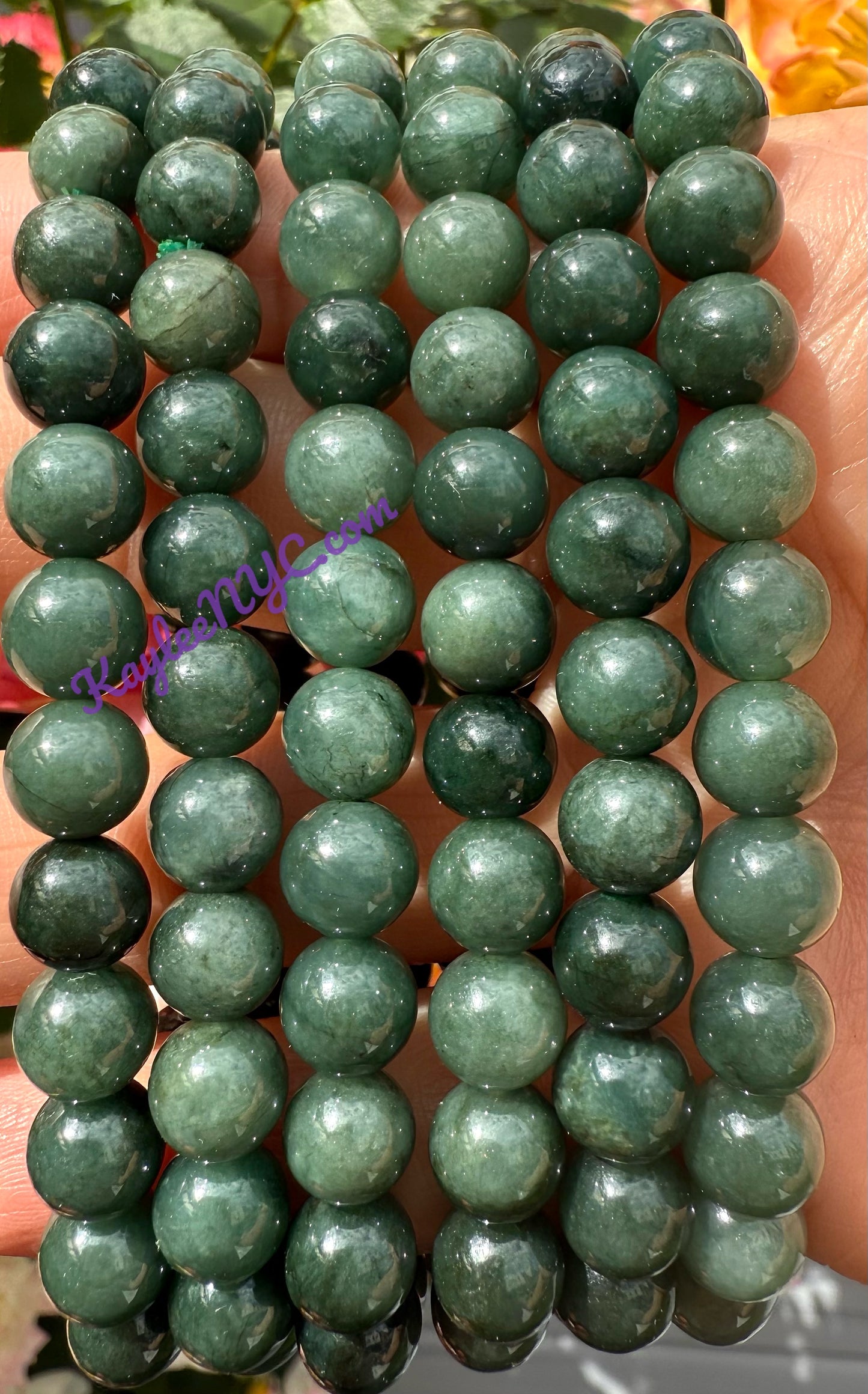 Wholesale 6 Pcs Natural Dark Green Burma Jade Jadeite 8mm 7.5” Crystal Healing Stretch Bracelet