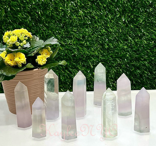 Wholesale Lot 1 lb Natural Yttrium Fluorite Obelisk Tower Point Crystal Healing