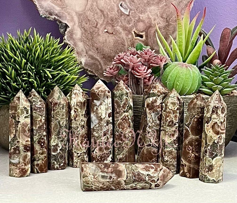 Wholesale Lot 2 lbs Natural Green Flower Jasper Obelisk Point Crystal Energy Healing