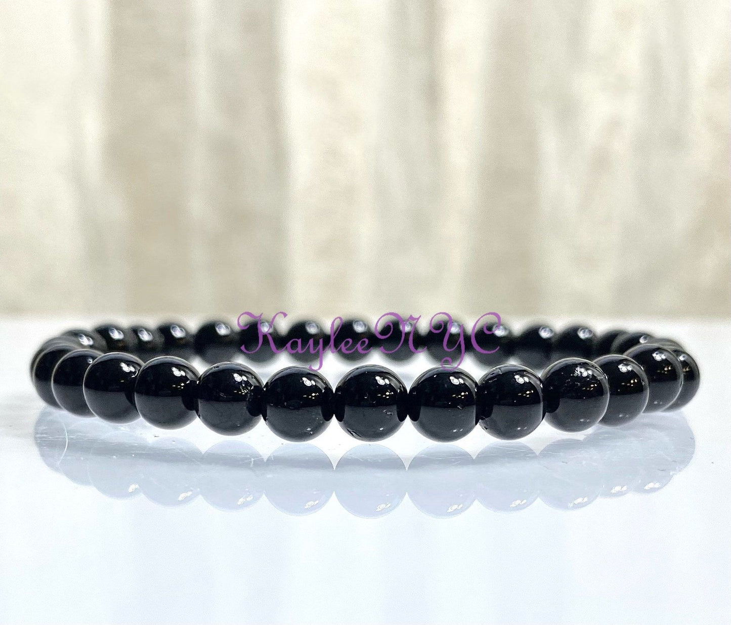 Wholesale Lot 6 Pcs Black Onyx 6mm 7.5” Crystal Healing Stretch Bracelet