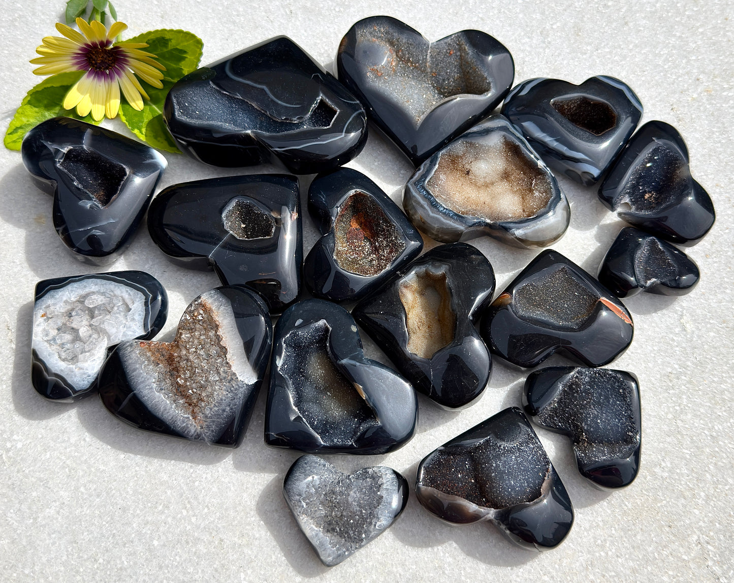Wholesale 2 Lb Lot Natural Druzy Onyx Heart Crystal Energy
