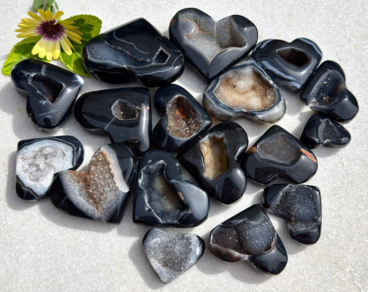 Wholesale 2 Lb Lot Natural Druzy Onyx Heart Crystal Energy