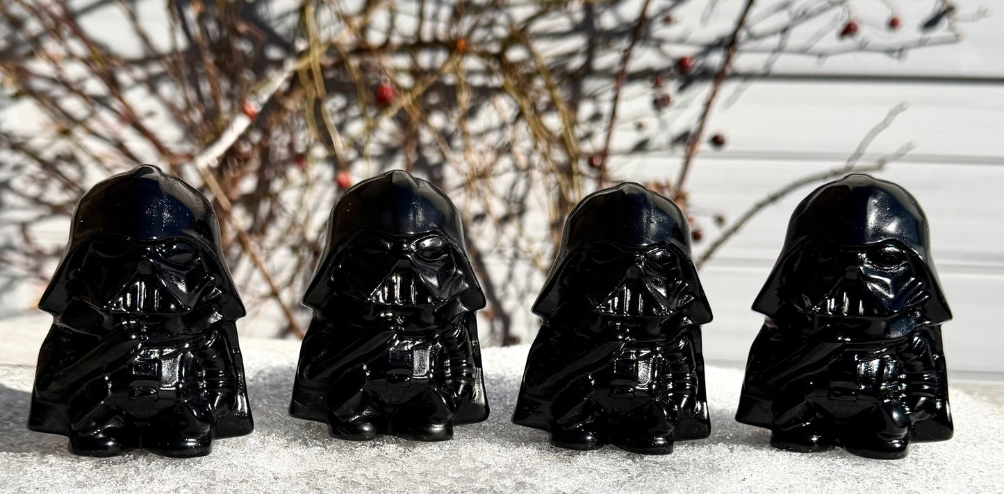 Wholesale Lot 4 PCs 8cm Black Obsidian Darth Vader Crystal Healing Energy