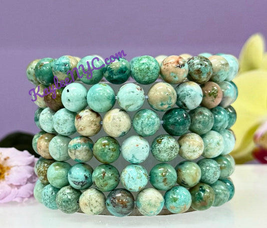 6 Pcs Natural Turquoise 10mm 8” Crystal Healing Stretch Bracelet