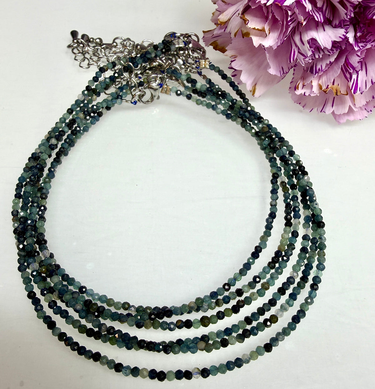 6 PCs 2mm Natural Blue Tourmaline Anklet Crystals Healing Energy
