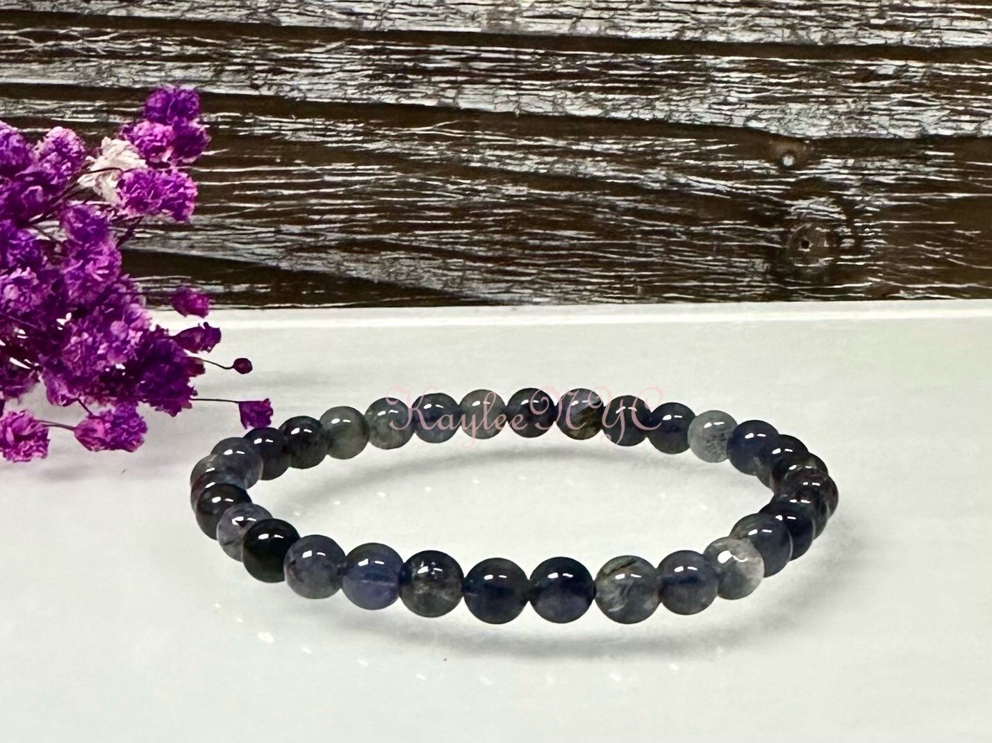 Wholesale Lot 6 Pcs Natural Iolite 6mm 7.5” Crystal Healing Stretch Bracelet