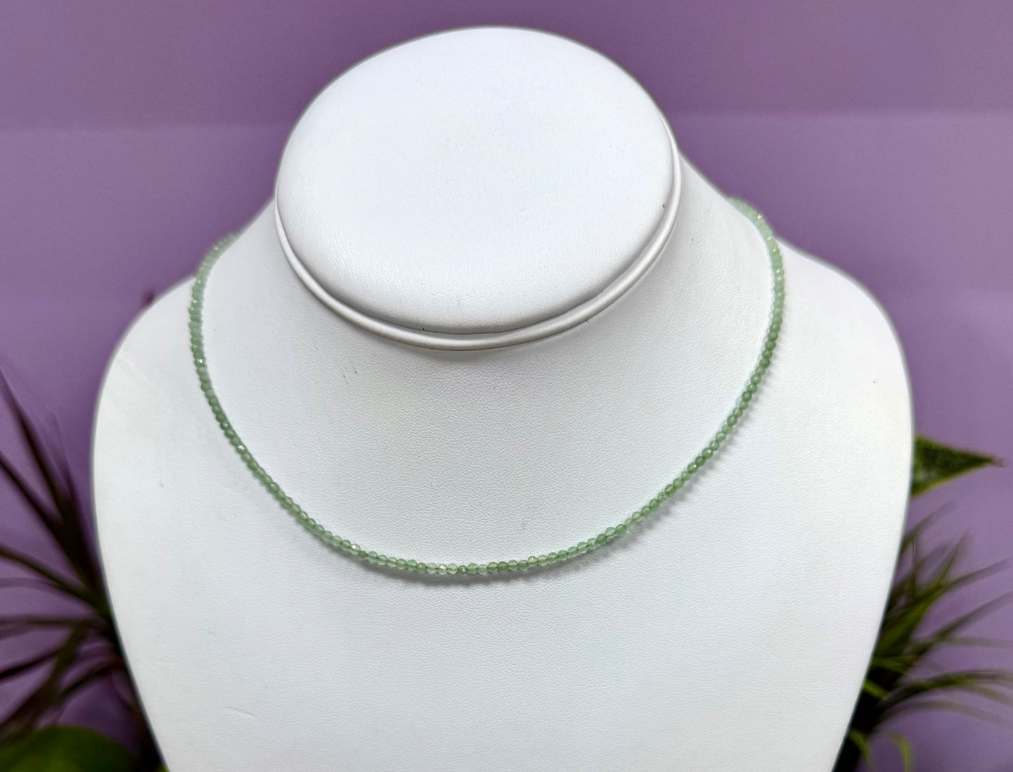 6 PCs 2mm Faceted Natural Aventurine Necklace Stainless Steel Finding