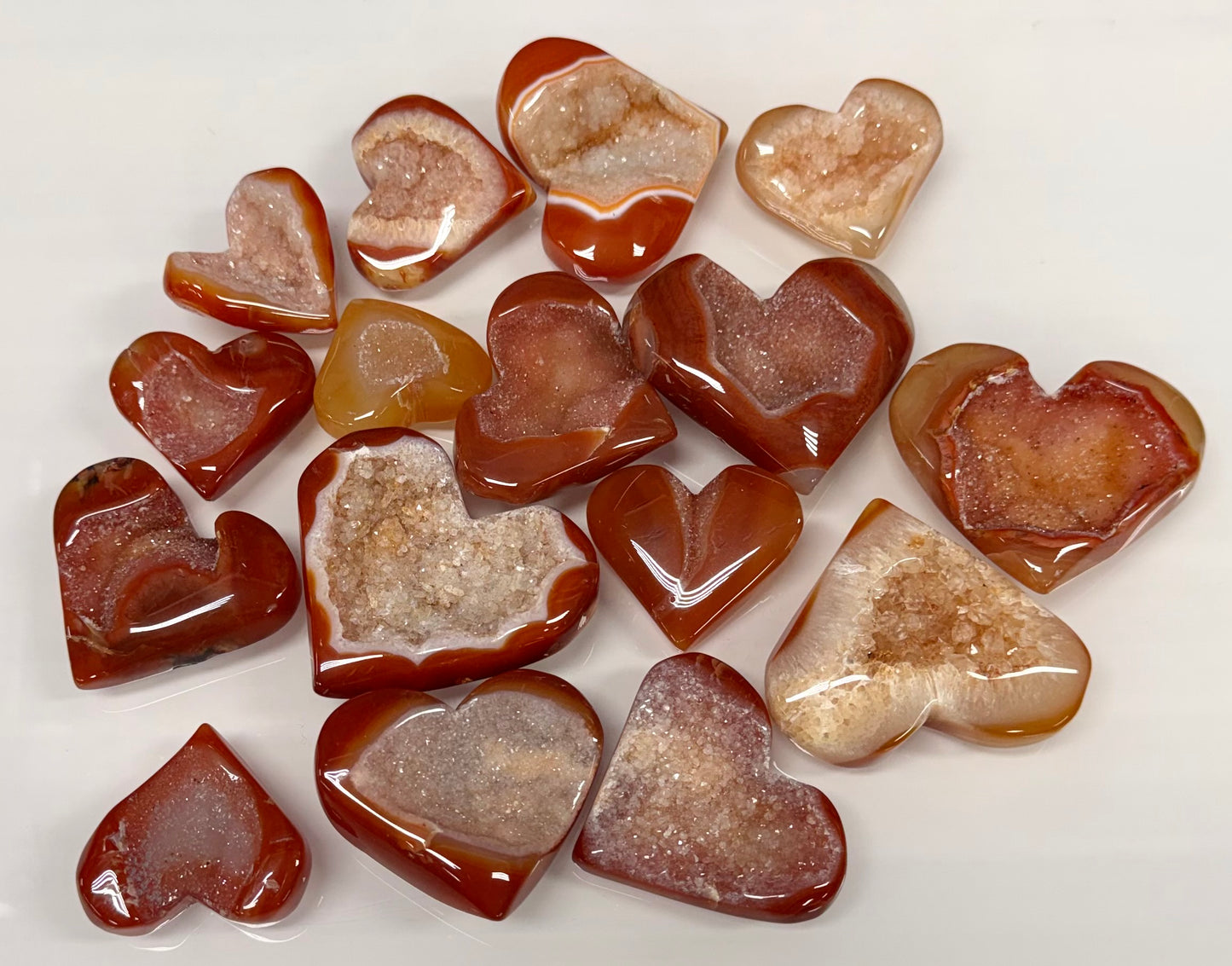 Wholesale 2 Lb Lot Natural Druzy Carnelian Heart Crystal Energy