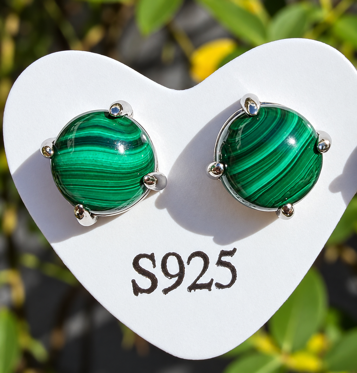 Wholesale Lot 5 Pairs Natural Malachite Earring Studs 7mm Crystals Healing Energy